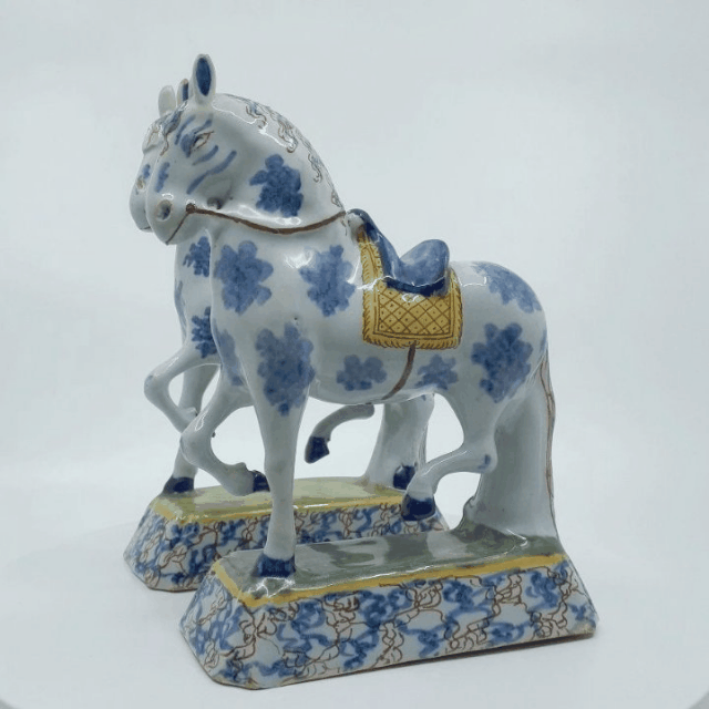 Polychrome Delftware prancing horses